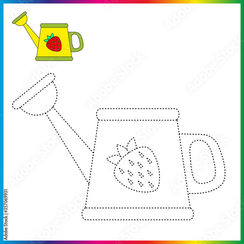  connect the dots and coloring page. Worksheet - game for kids. Restore dashed line - trace game for children. puzzle game