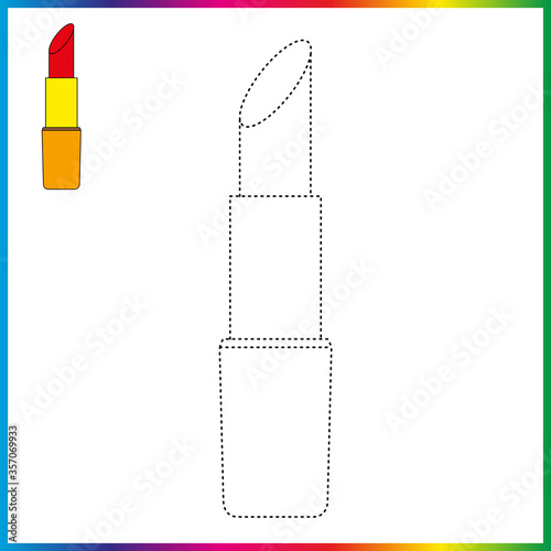 connect the dots and coloring page. Worksheet - game for kids. Restore dashed line - trace game for children. puzzle game