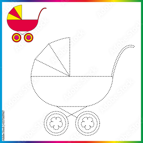  connect the dots and coloring page. Worksheet - game for kids. Restore dashed line - trace game for children. puzzle game