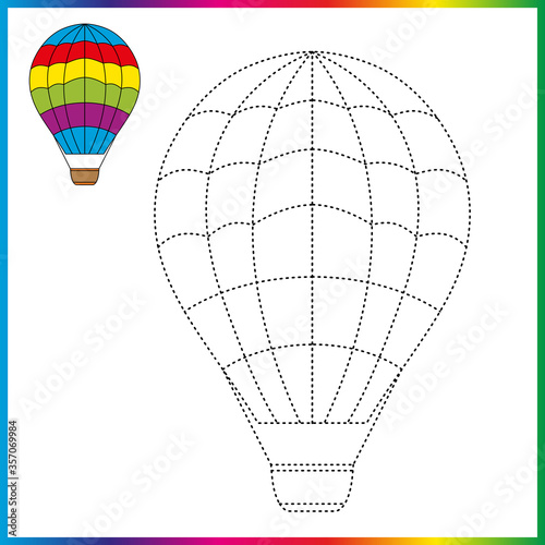  connect the dots and coloring page. Worksheet - game for kids. Restore dashed line - trace game for children. puzzle game