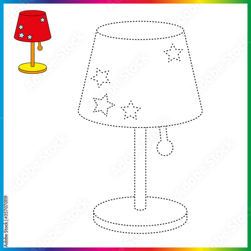  connect the dots and coloring page. Worksheet - game for kids. Restore dashed line - trace game for children. puzzle game
