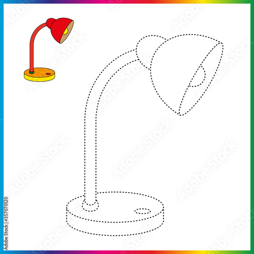  connect the dots and coloring page. Worksheet - game for kids. Restore dashed line - trace game for children. puzzle game