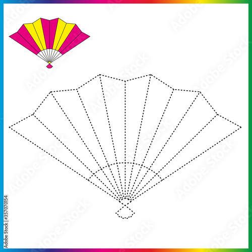  connect the dots and coloring page. Worksheet - game for kids. Restore dashed line - trace game for children. puzzle game