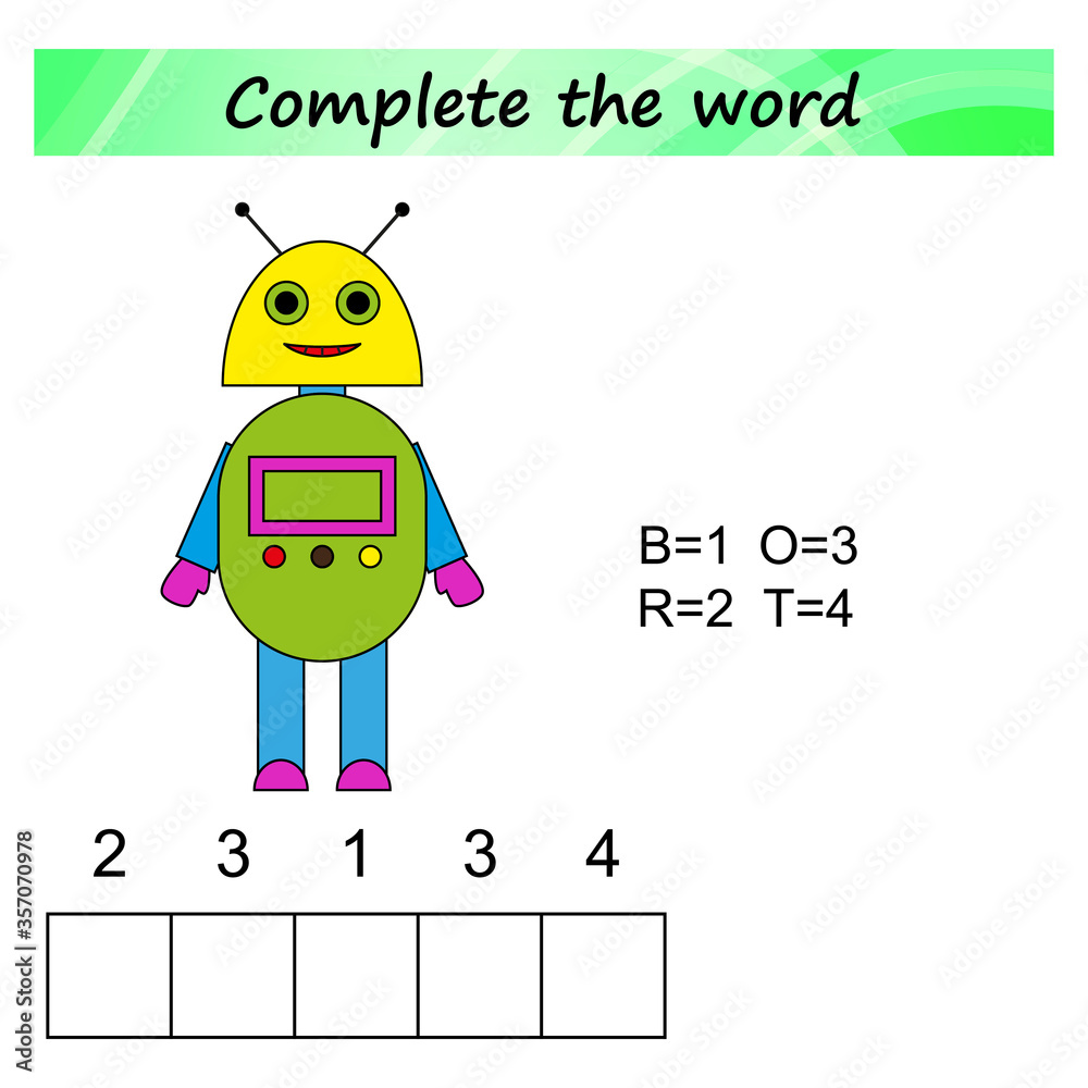 Fototapeta premium worksheet for preschool kids. Words puzzle educational game for children. Place the letters in right order.