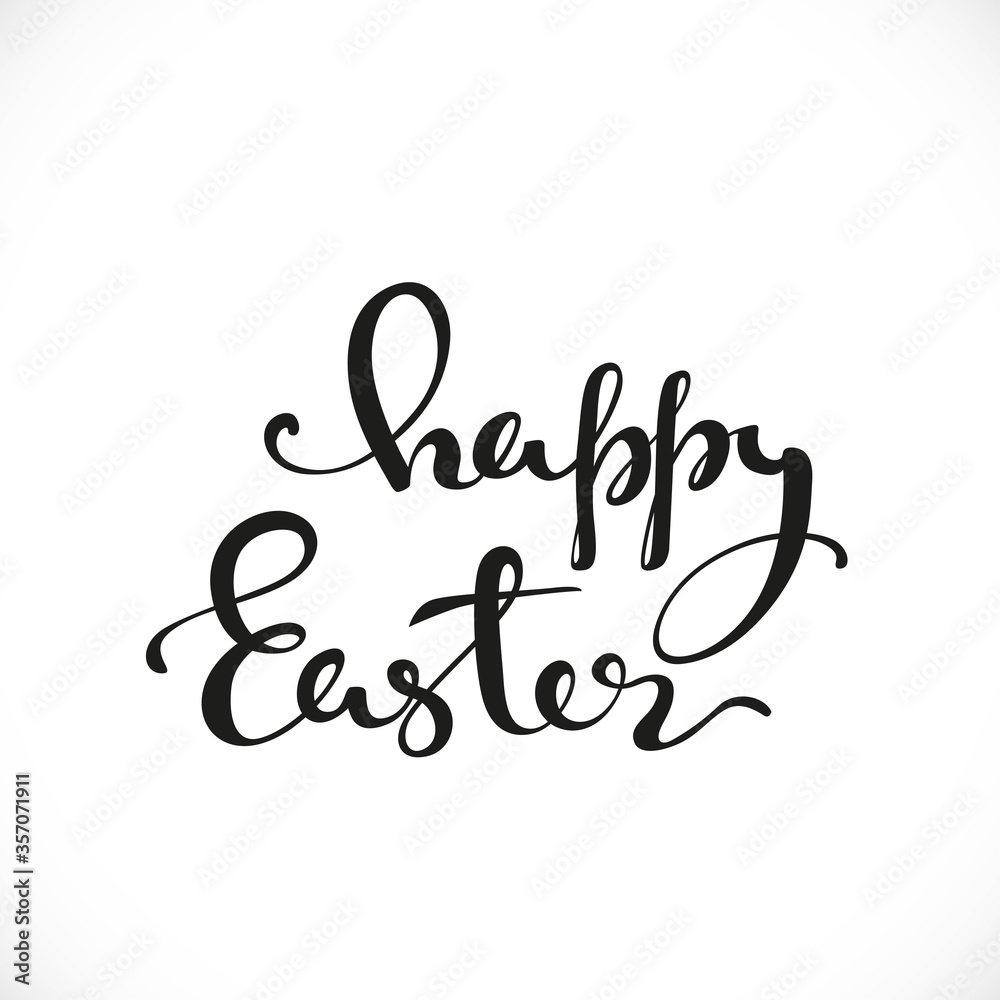 Happy Easter black calligraphic inscription on a white background Happy Easter black calligraphic inscription on a white background