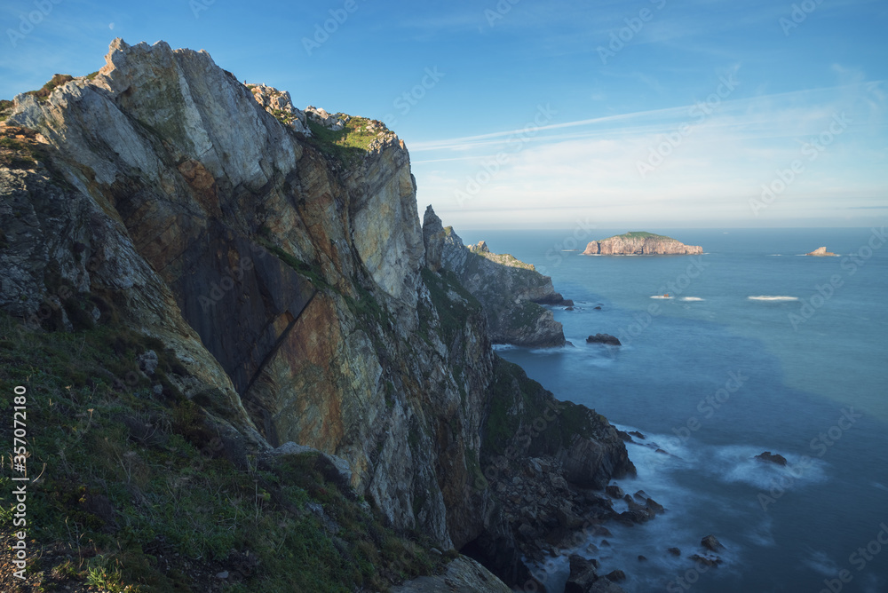Peñas Cape cliffs at sunrise in Asturias, north of Spain