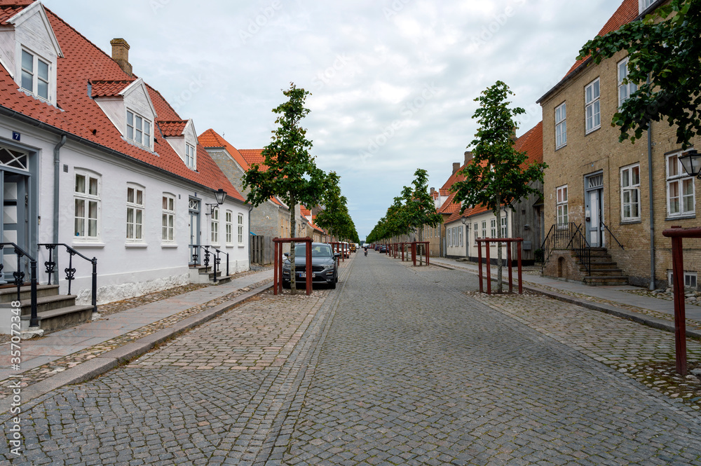 View of Lindegade - Christiansfeld, Denmark on June 11th 2020 View of Lindegade - Christiansfeld, Denmark on June 11th 2020