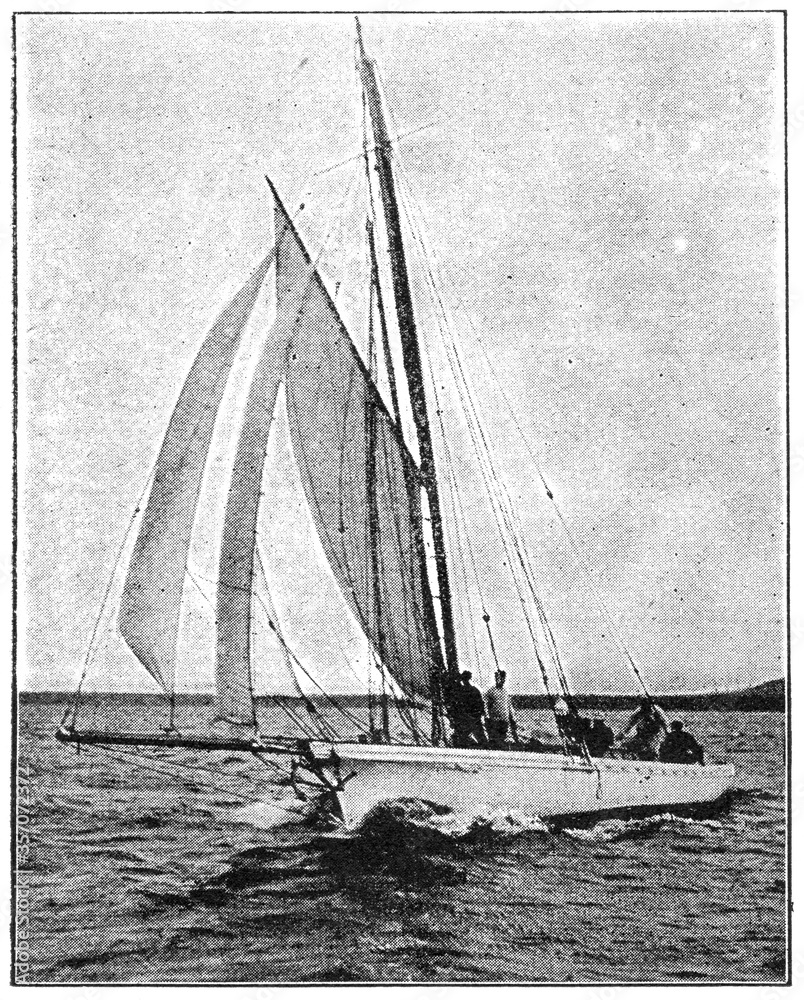 Sailing yacht. Illustration of the 19th century. White background.