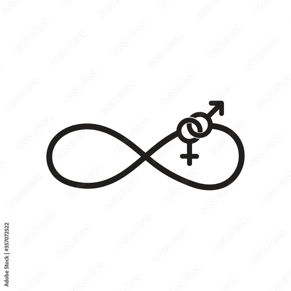 male and female gender sign as a part of stylized black infinity symbol male and female gender sign as a part of stylized black infinity symbol