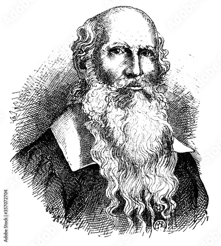 Portrait of Friedrich Ludwig Jahn (father of gymnastics), a German gymnastics educator and nationalist. Illustration of the 19th century. White background.