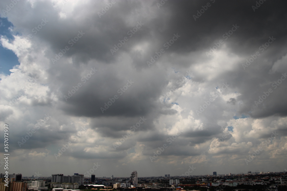 evening sky with dark cloudy 