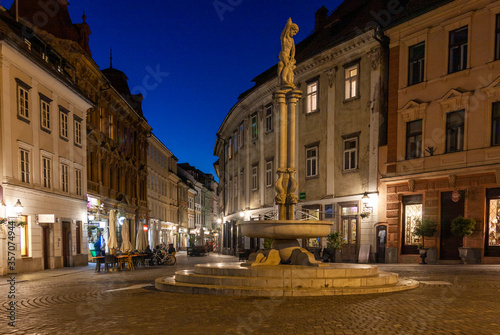 night view of the old town in Ljubljana Slovenia