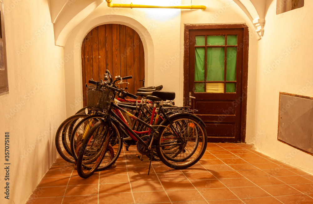 bicycle in front of the old house