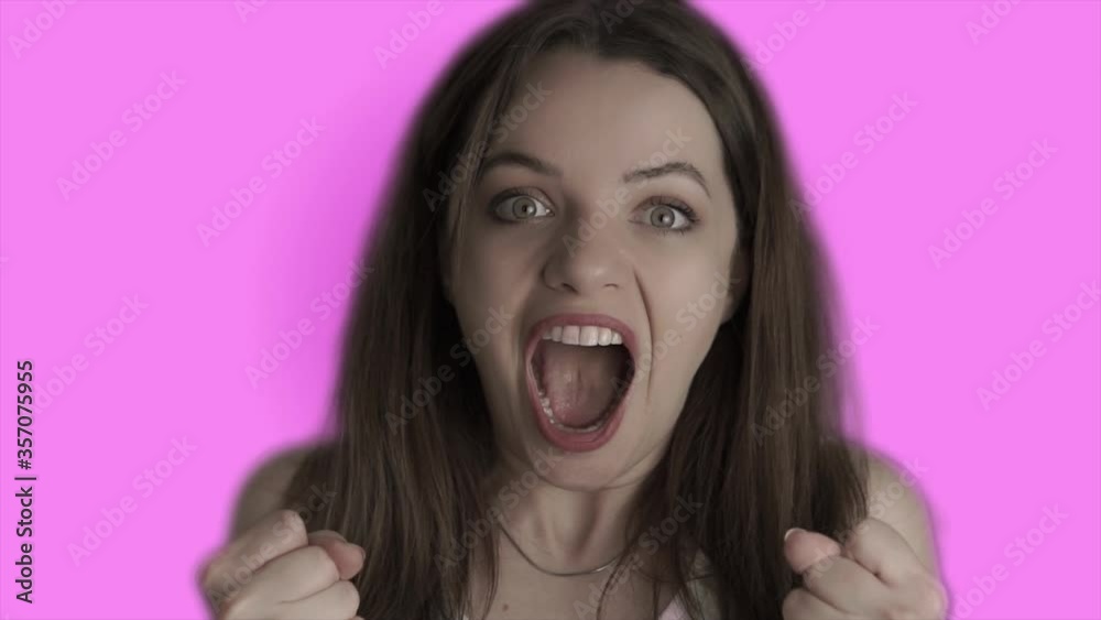 Young angry girl is screaming. Depressed, stressed beauty woman is in disappointment. Shouting female Young angry girl is screaming. Depressed, stressed beauty woman is in disappointment. Shouting female