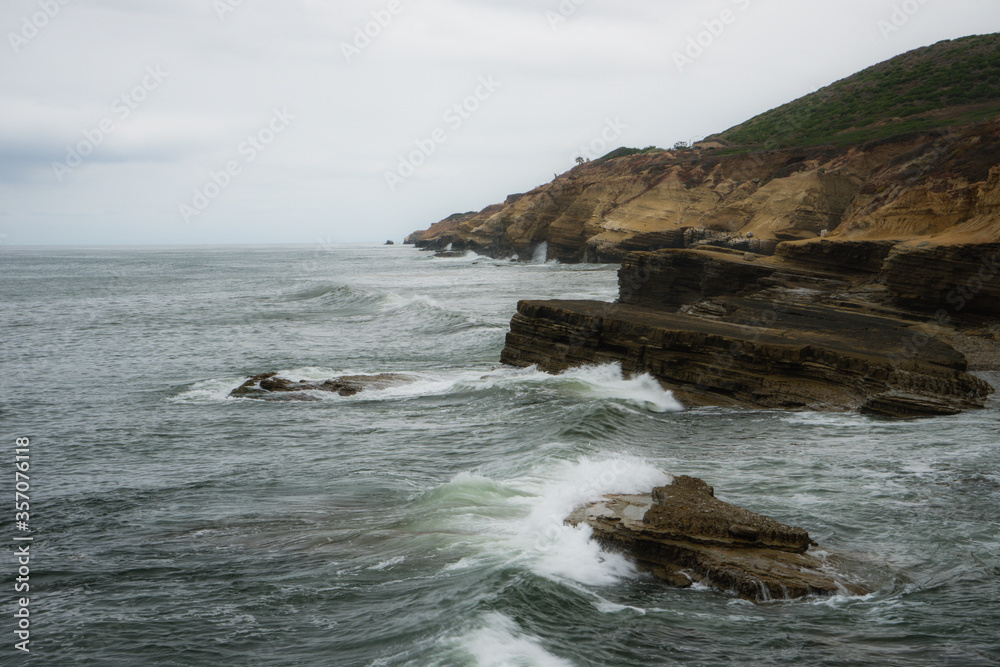 cliffs of San Diego on a cloudy day