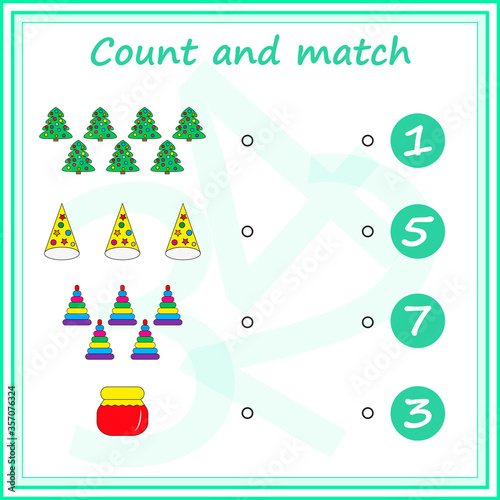 Worksheet. Mathematical puzzle game. Learning mathematics, tasks for addition  for preschool  children. worksheet for preschool kids - vector