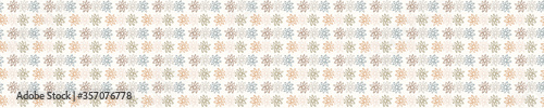 Seamless background floral daisy banner. Gender neutral baby pattern. Simple whimsical minimal earthy 2 tone color. Kids nursery flower border or boho fashion tribbon trim