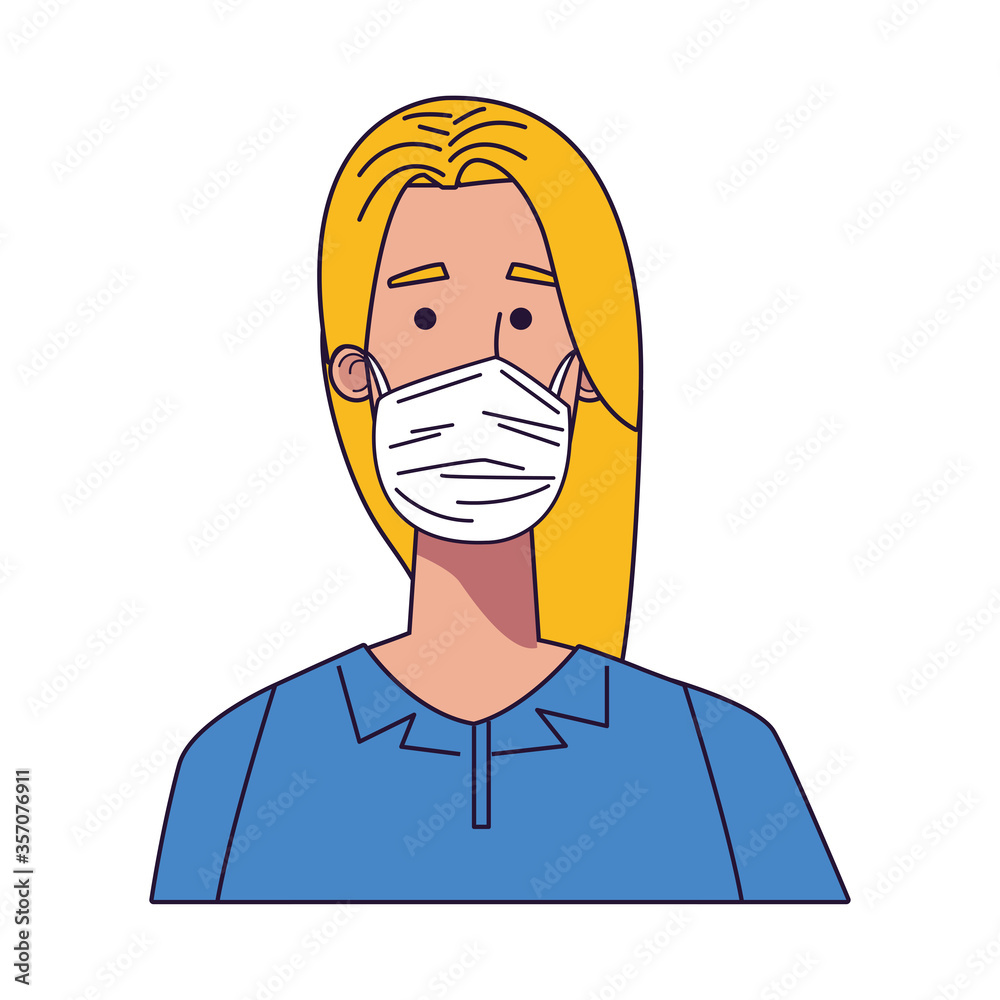 young woman wearing medical mask character young woman wearing medical mask character