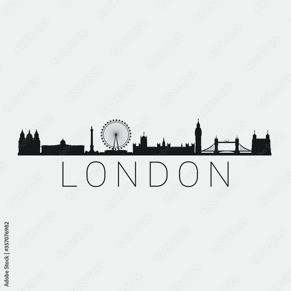London England. Skyline Silhouette City. Design Vector. Famous ...