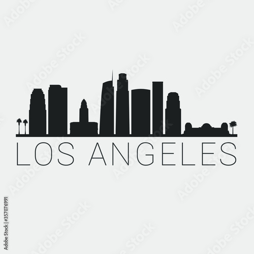 Los Angeles California. Skyline Silhouette City. Design Vector. Famous Monuments Tourism Travel. Buildings Tour Landmark.
