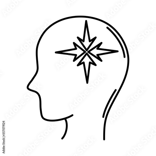 alzheimer disease, male profile silhouette intellectual decline, mental human ability line style icon
