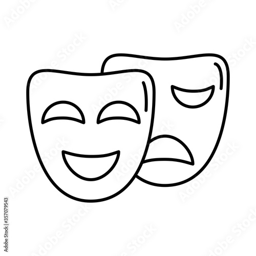 alzheimer disease, face masks happy and sad expression, decrease in mental human ability line style icon