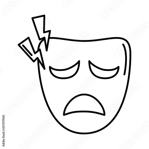 alzheimer disease, face mask depresion, decrease in mental human ability line style icon
