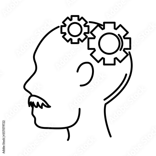 alzheimer disease, brain problem neurology function, decrease in mental human ability line style icon