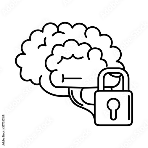 alzheimer disease, brain lock apathy, decrease in mental human ability line style icon