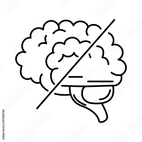 alzheimer disease and healthy brain, decrease in mental human ability line style icon