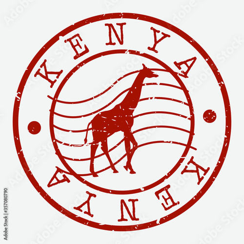 Kenya Africa. Giraffe Animal Silhouette Seal. Round Design. Vector Icon. Design Retro Insignia.