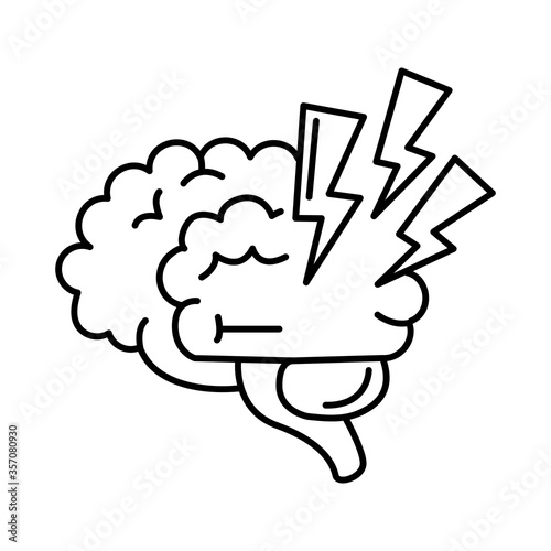alzheimer disease, brain confuse, decrease in mental human ability line style icon