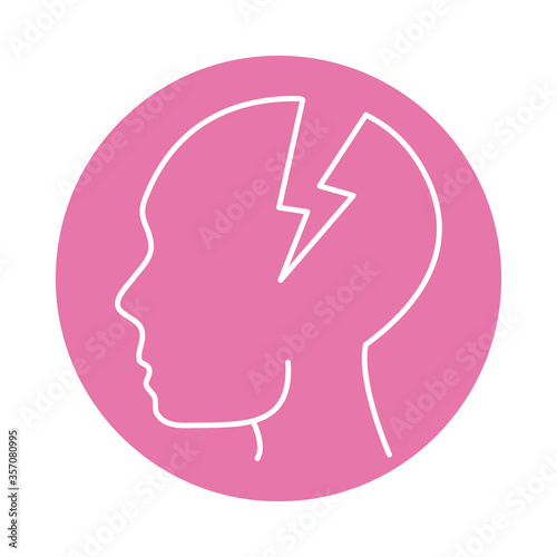 alzheimer disease, male profile silhouette memory loss, decrease in mental human ability color block style icon