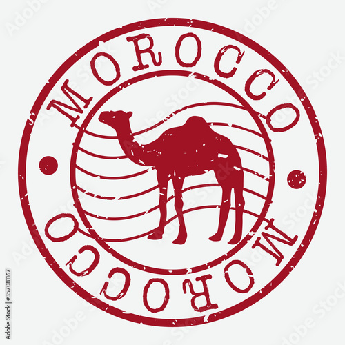 Morocco Africa Stamp. Camel Silhouette Seal. Round Design. Vector Icon. Design Retro Insignia.