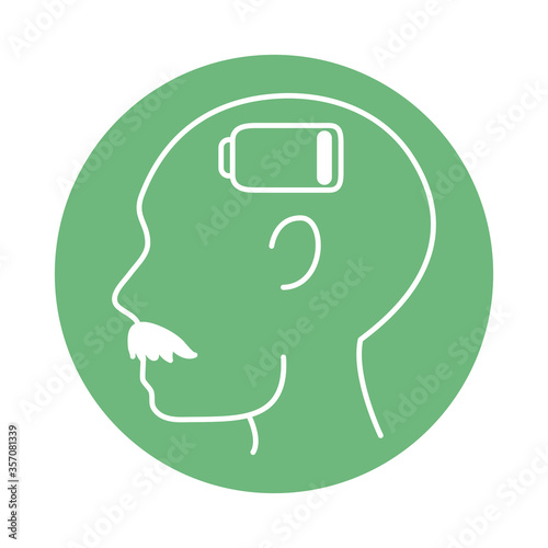 alzheimer disease, male profile silhouette attention, decrease in mental human ability color block style icon
