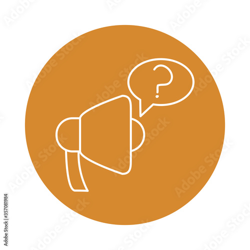 alzheimer disease, speaker question mark, decrease in mental human ability color block style icon