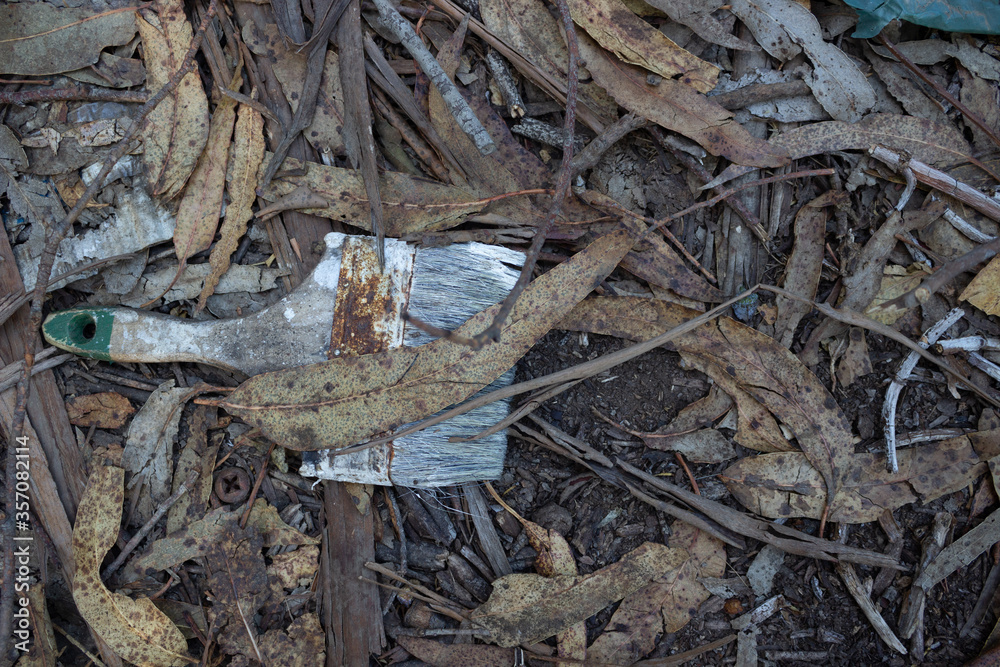 Basura: Una Brocha Usada Botada en el Bosque Basura: Una Brocha Usada Botada en el Bosque
