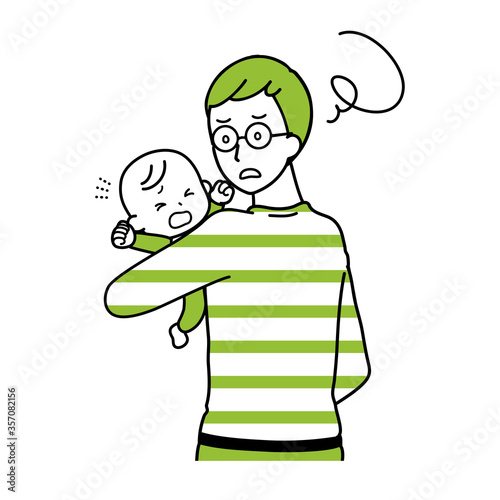 Illustration of a man soothing a baby.