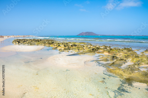 Beautiful view of Grandes Playas in Corralejo Natural Park - Fuerteventura, Canary Islands, Spain