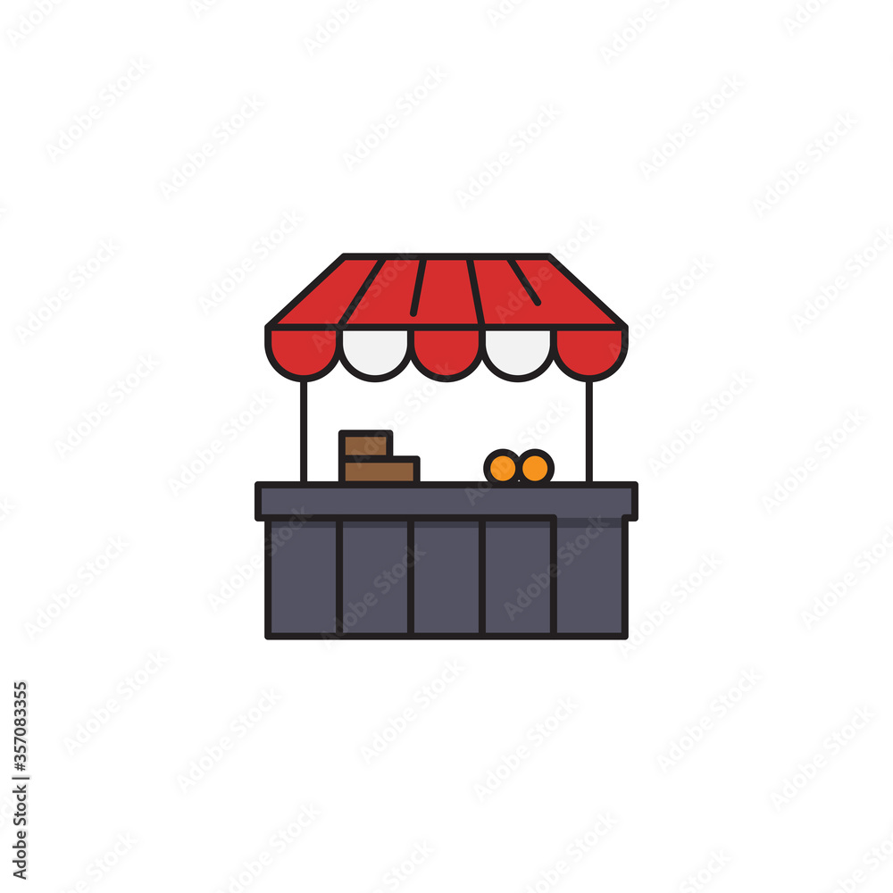 Obraz premium Farmers market stall vector icon symbol isolated on white background