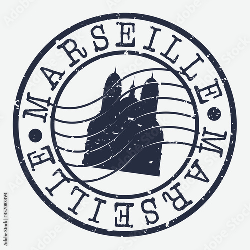 Marseille France Stamp Postal. Silhouette Seal. Passport Round Design. Vector Icon. Design Retro Travel. National Symbol.