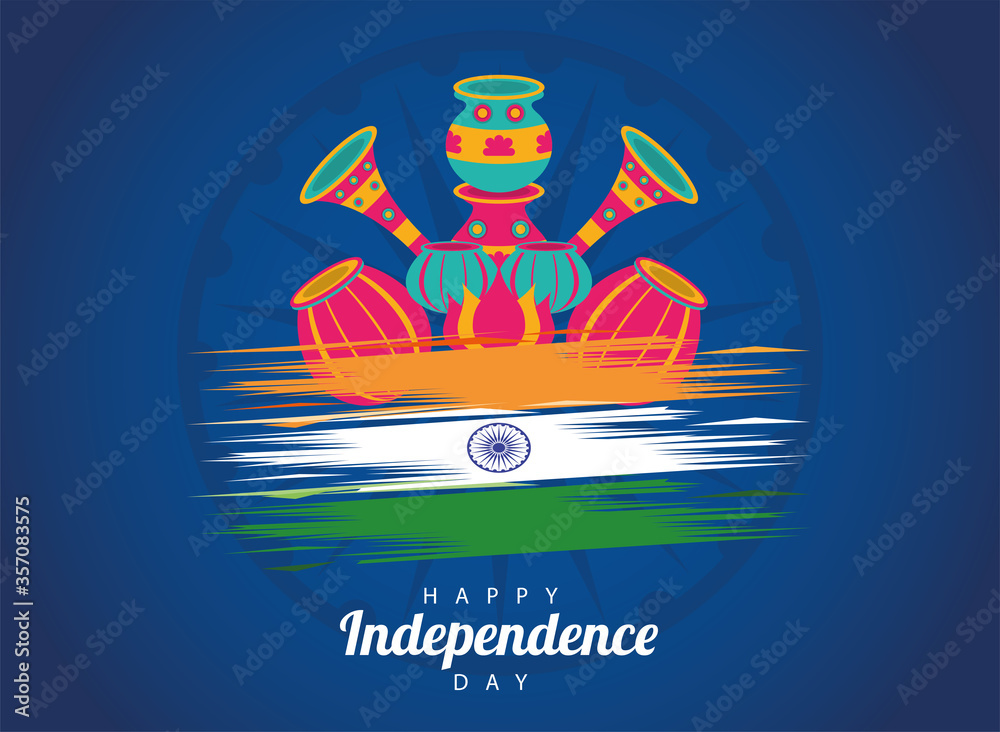 india happy independence day celebration card with flag decoration