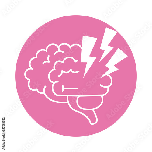 alzheimer disease, brain confuse, decrease in mental human ability color block style icon