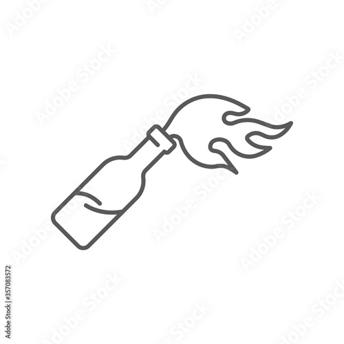 Fire cocktail bottle or molotov vector icon symbol weapon isolated on white background
