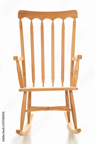 New Wooden Rocking Chair on the White Background