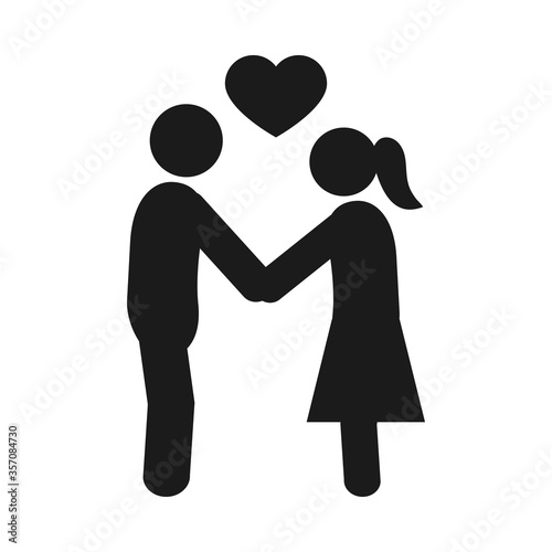 pictogram couple in love, silhouette style