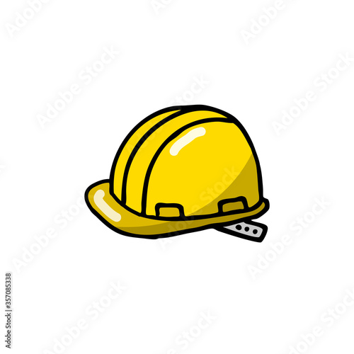 construction helmet doodle icon, vector illustration