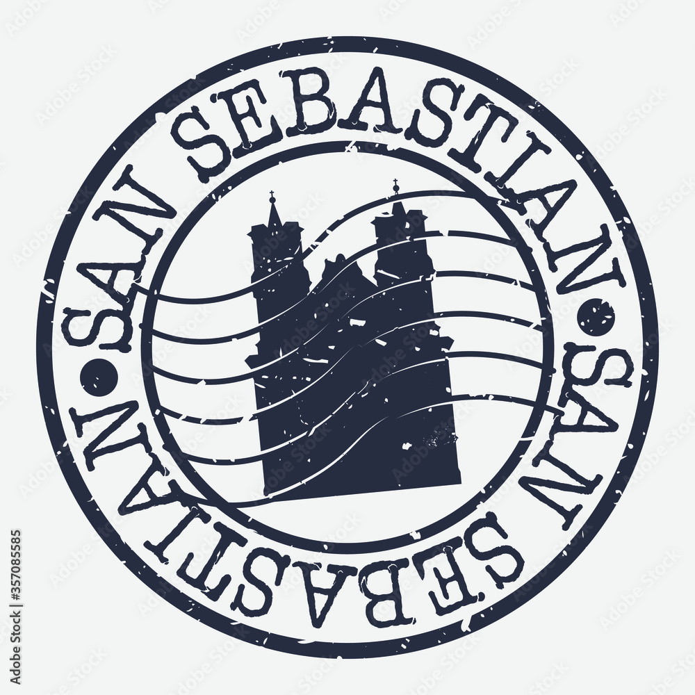 Fototapeta premium San Sebastian Spain Stamp Postal. Silhouette Seal. Passport Round Design. Vector Icon. Design Retro Travel. National Symbol.