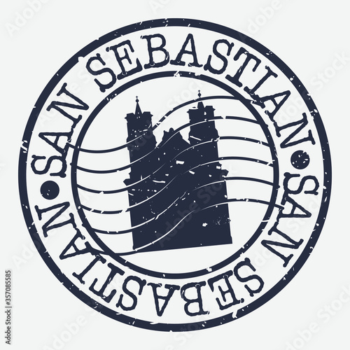 San Sebastian Spain Stamp Postal. Silhouette Seal. Passport Round Design. Vector Icon. Design Retro Travel. National Symbol.