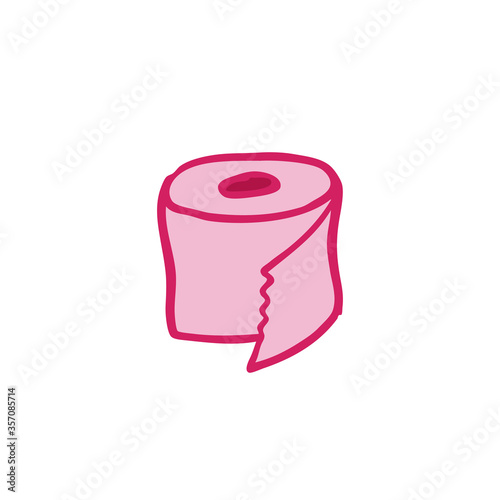toilet paper doodle icon, vector illustration